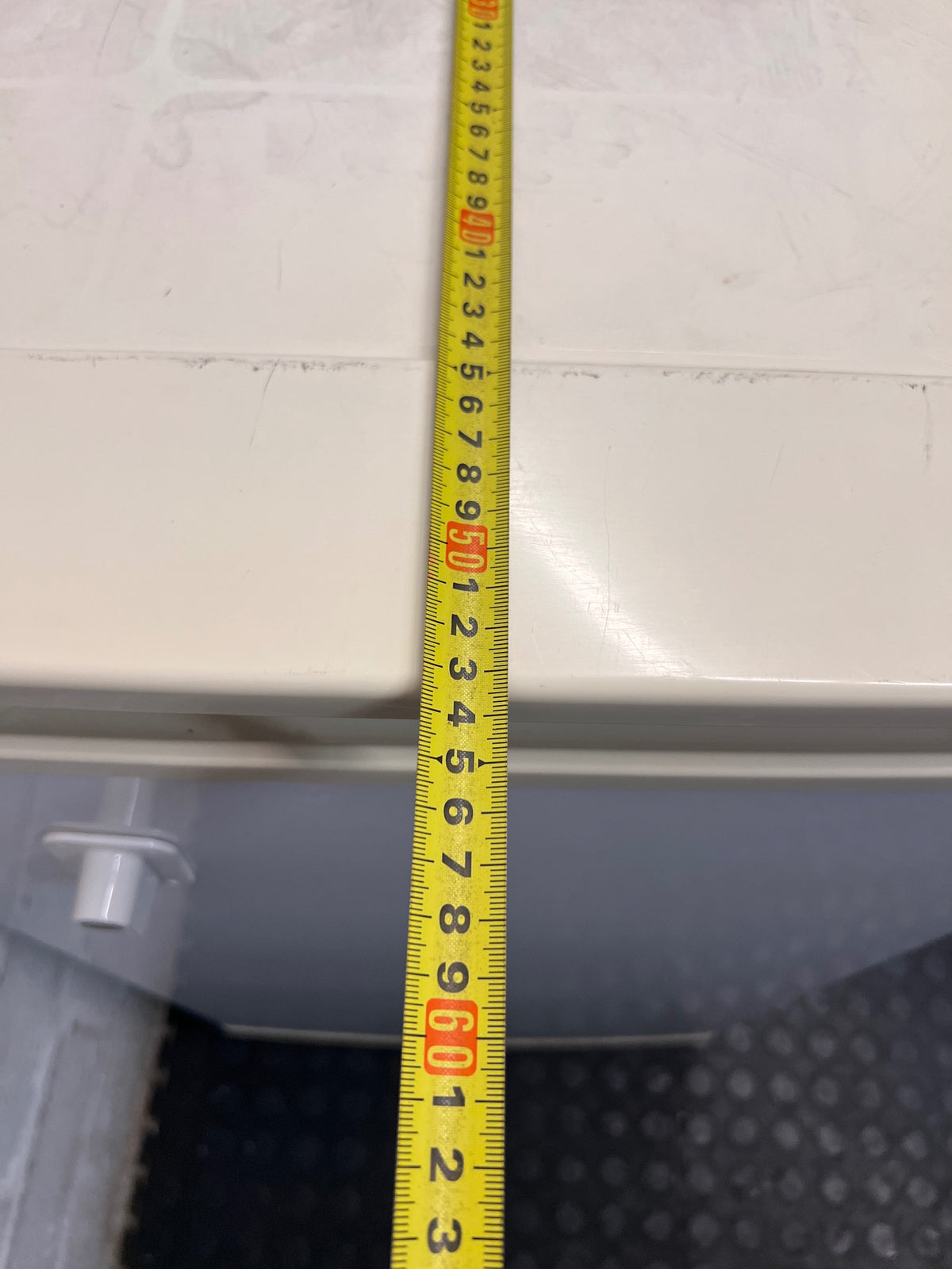 Defy White Bar Fridge with Lock — Good Working Order – depth measurement