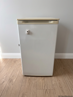 Defy White Bar Fridge with Lock — Good Working Order – styled product image