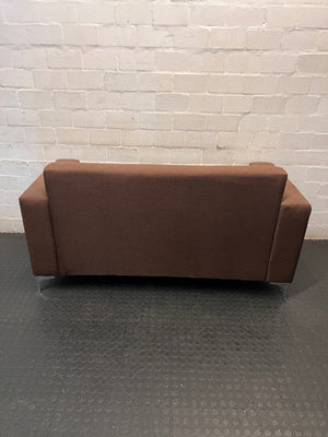 Brown Fabric 2 Seater Couch with Silver Legs — Well Used Condition – condition detail
