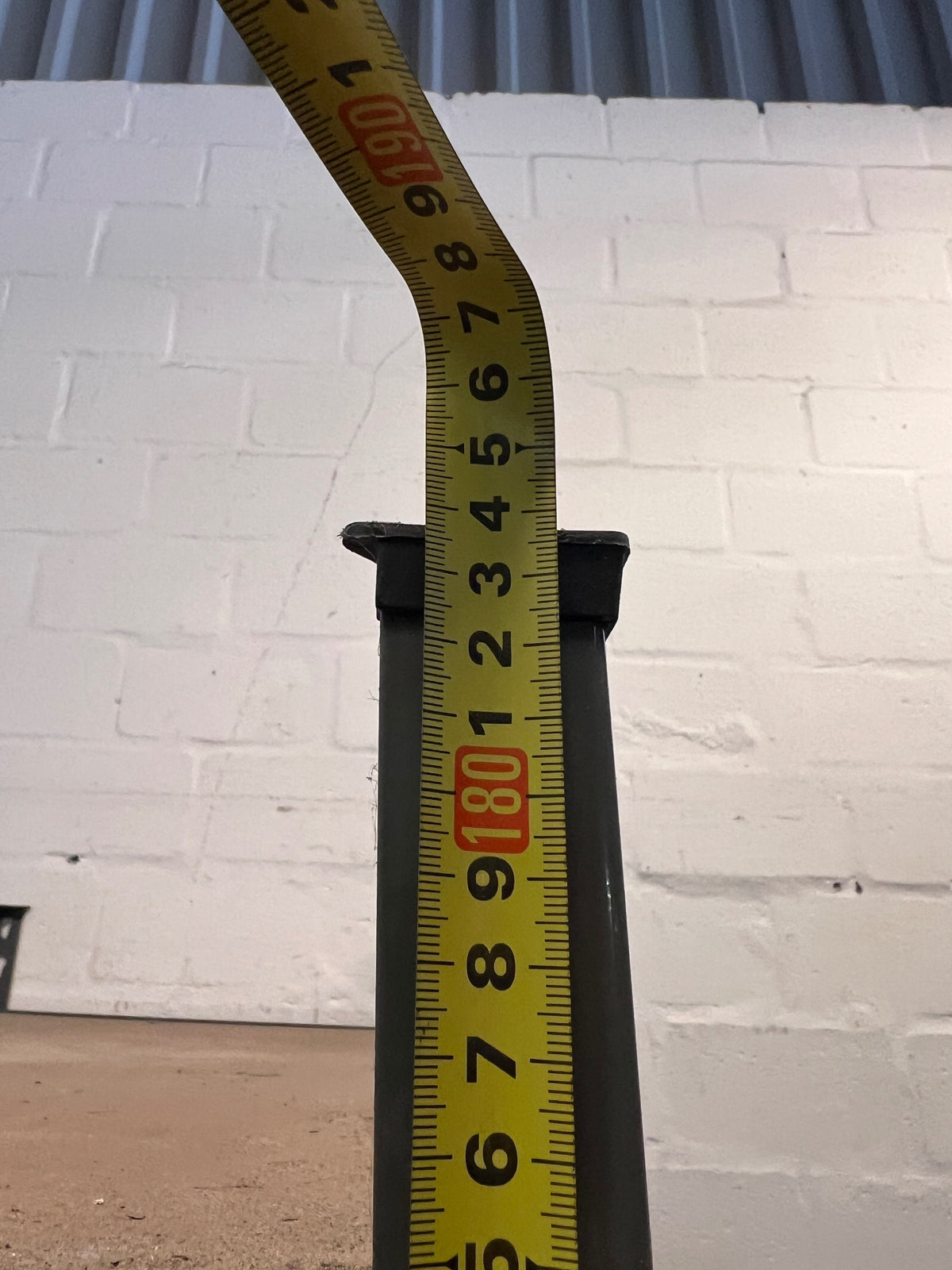 Grey Metal Industrial Shelving Unit with Wooden Shelves — Fair Condition with Visible Wear – height measurement