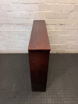 Dark Stained Pine 2-Tier Low Bookshelf — Good Working Order – back view