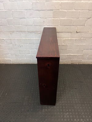 Dark Stained Pine 2-Tier Low Bookshelf — Good Working Order – side view