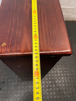 Dark Stained Pine 2-Tier Low Bookshelf — Good Working Order – width measurement