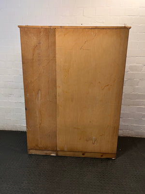 Three-Door Oregon Pine Wardrobe with Drawers — Very Good Condition – back view