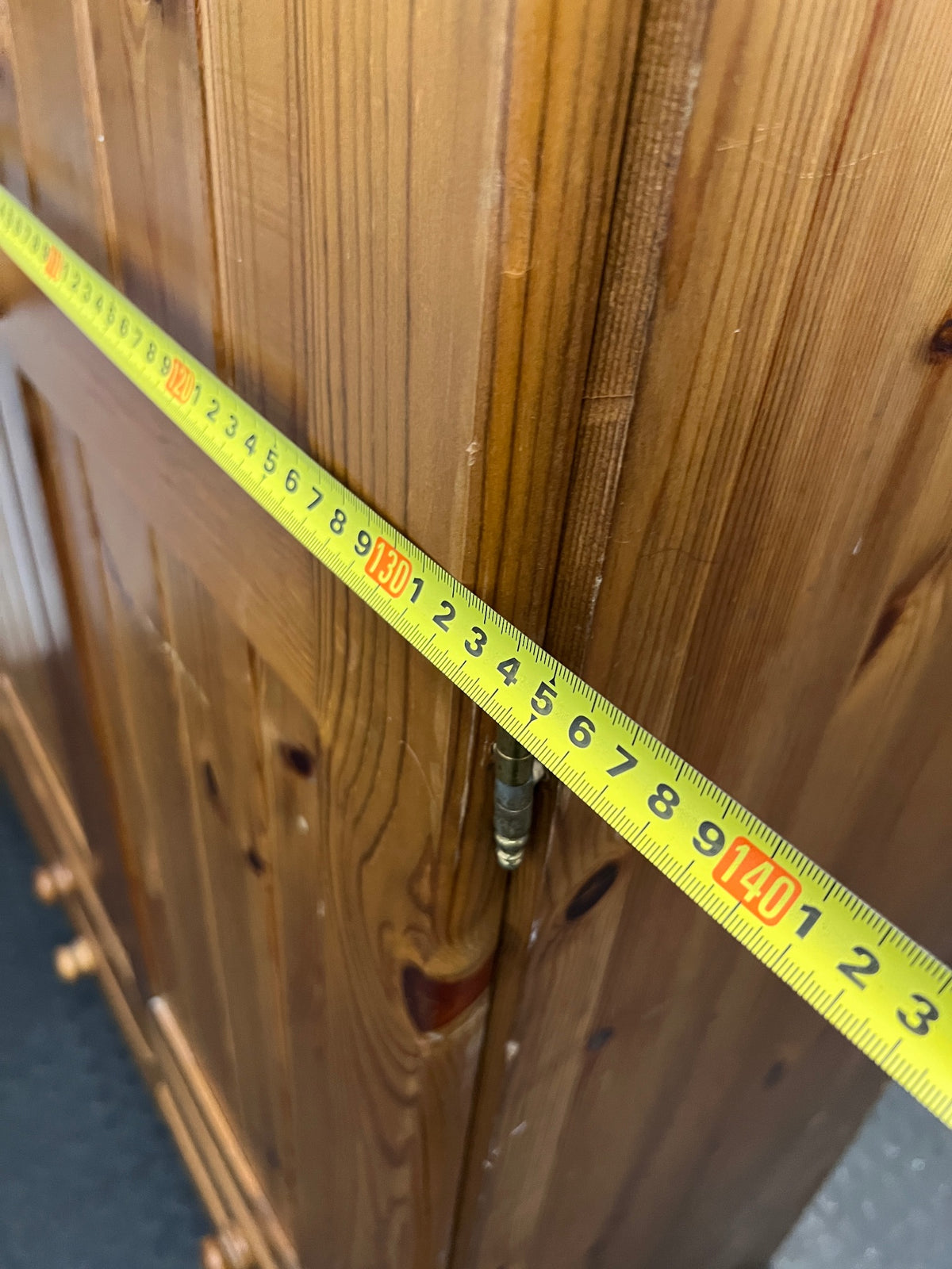 Three-Door Oregon Pine Wardrobe with Drawers — Very Good Condition – depth measurement