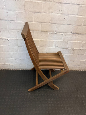 Wooden Slatted Folding Dining Chair — Fair Condition – back view