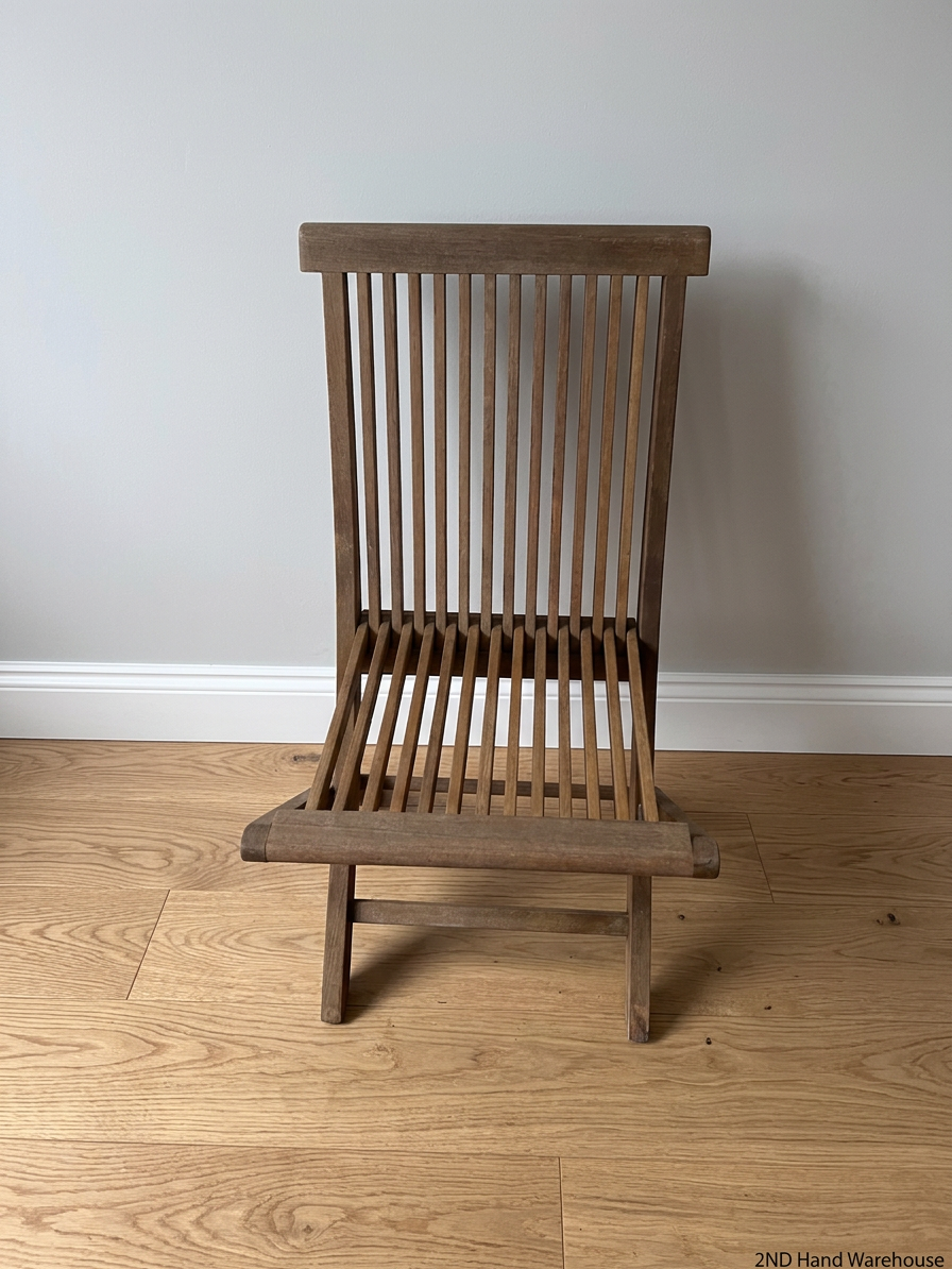 Wooden Slatted Folding Dining Chair — Fair Condition – styled product image