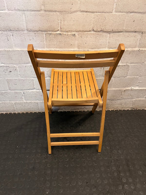 Light Oak Finished Wooden Folding Chair — Good Working Order – back view