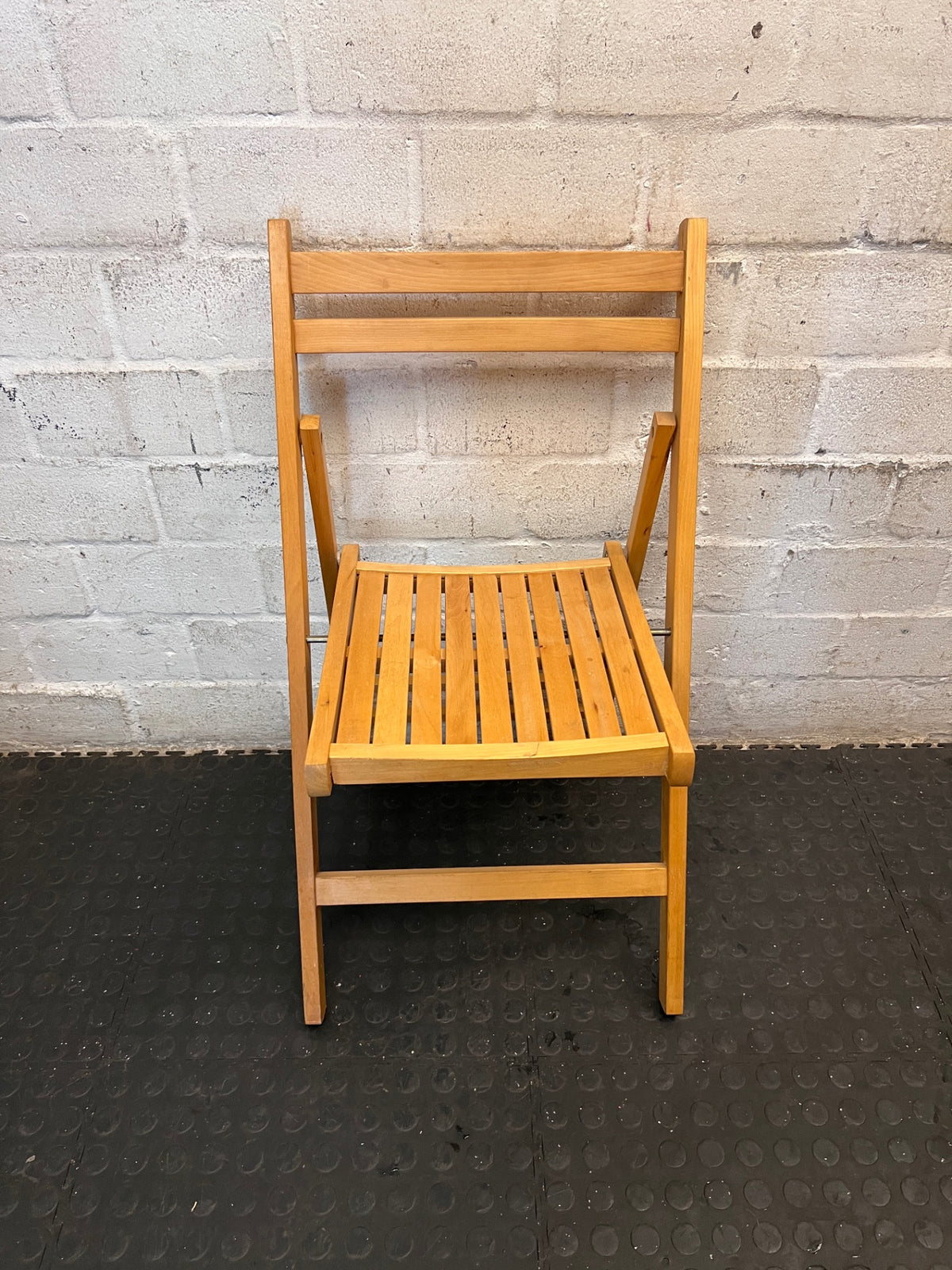 Light Oak Finished Wooden Folding Chair — Good Working Order – main front view