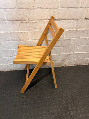 Light Oak Finished Wooden Folding Chair — Good Working Order – side view