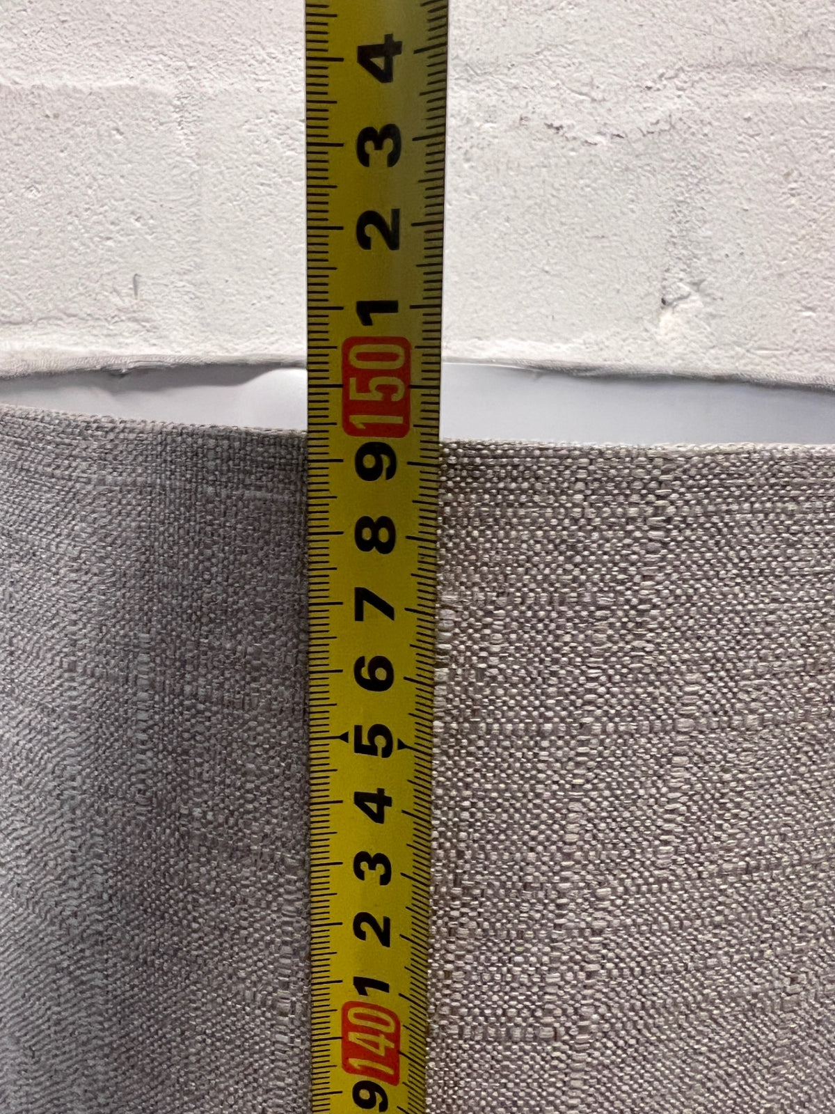 Modern Silver Standing Lamp with Grey Fabric Shade — Okay Condition – height measurement