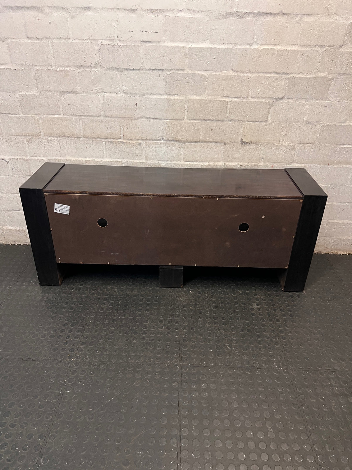 Dark Wood Low-Profile TV Unit with Two Drawers – back view
