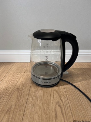 Platinum 1.7L Glass and Black Electric Kettle — Internal Limescale Build-up – styled product image