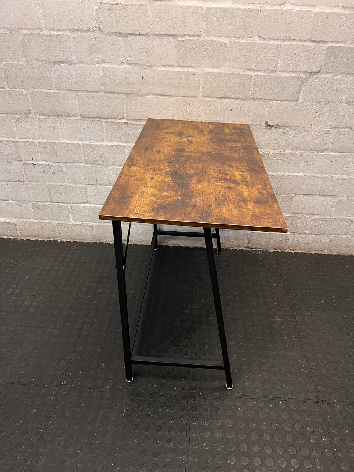 Industrial Style Office Desk with Wood-Look Top – back view