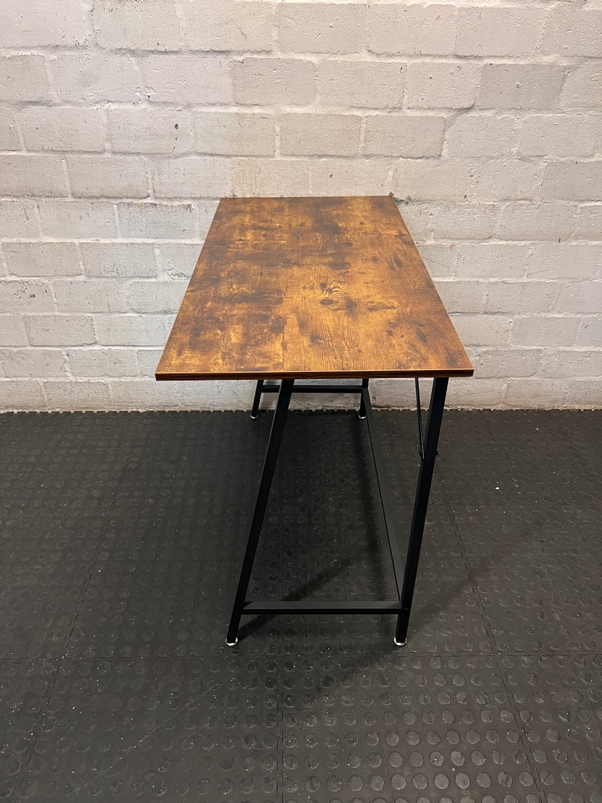 Industrial Style Office Desk with Wood-Look Top – side view