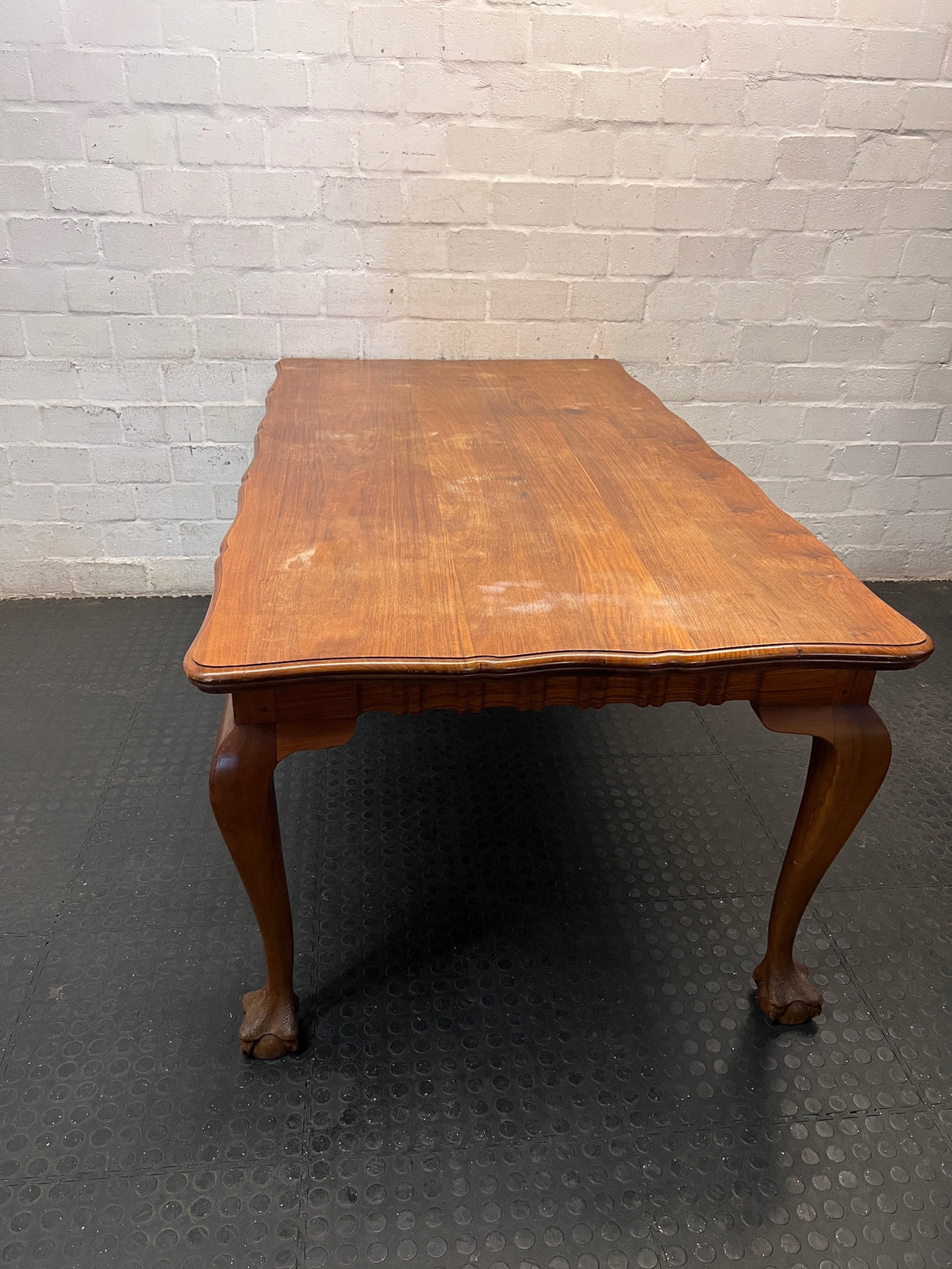 Vintage Style Wooden Dining Table with Ball and Claw Feet – back view