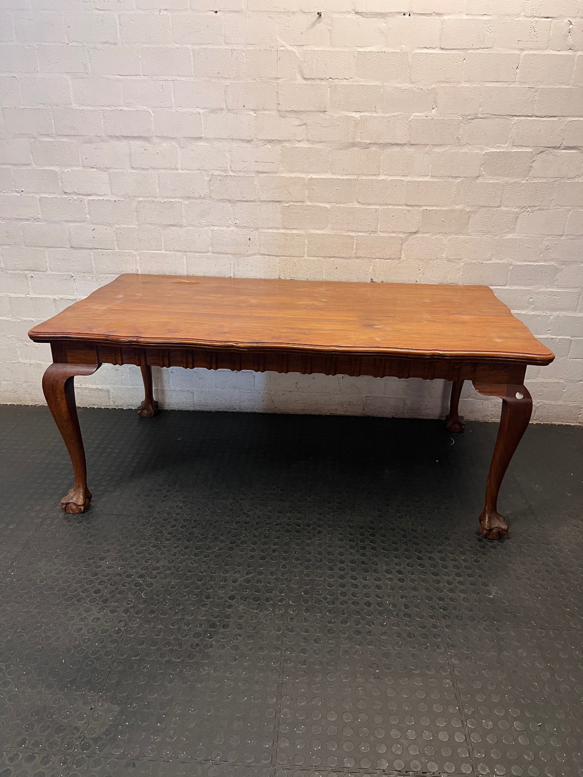 Vintage Style Wooden Dining Table with Ball and Claw Feet – main front view