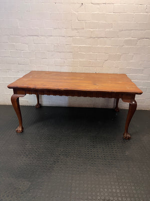 Vintage Style Wooden Dining Table with Ball and Claw Feet – main front view