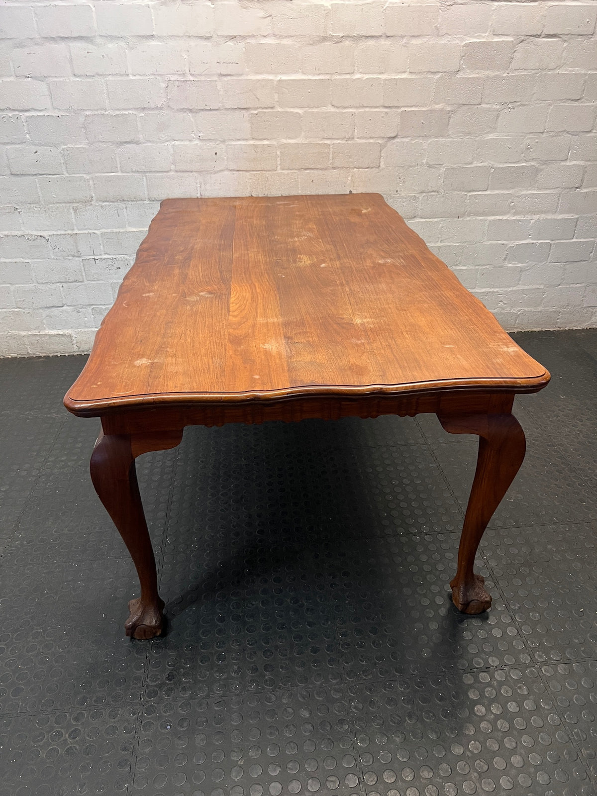 Vintage Style Wooden Dining Table with Ball and Claw Feet – side view