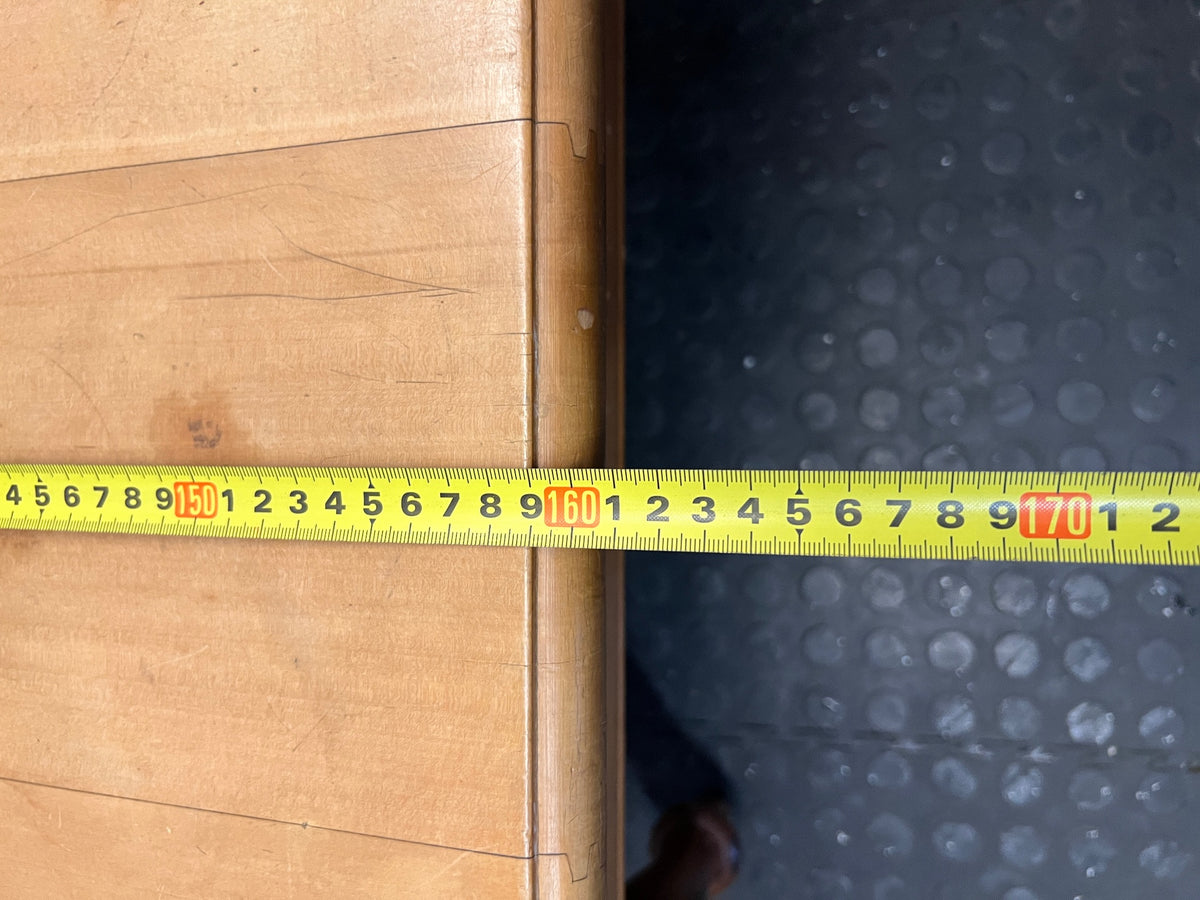 Large Honey-Toned Wooden Coffee Table with Turned Legs – width measurement