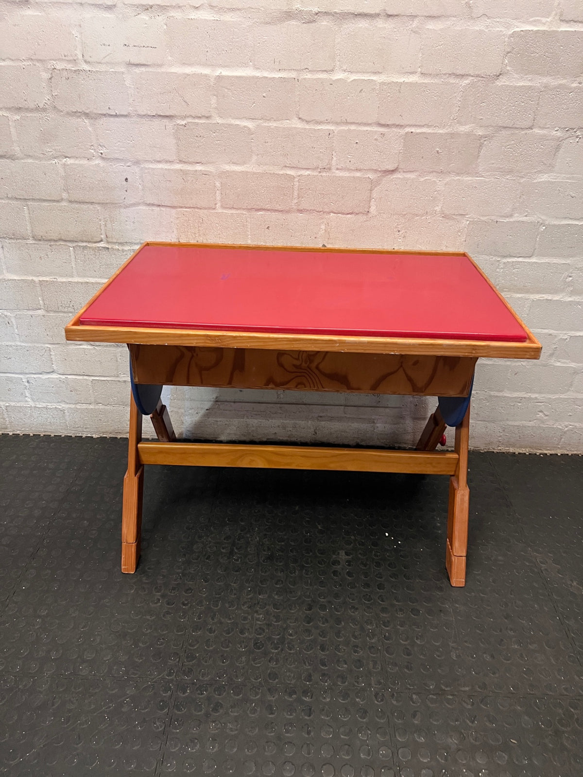 Wooden Child's Desk with Red Top – back view