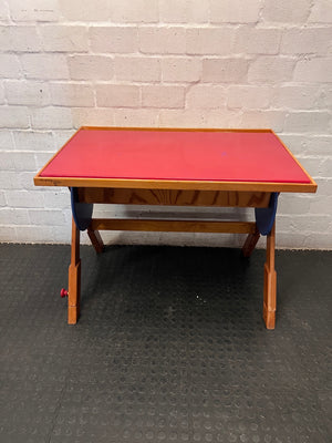 Wooden Child's Desk with Red Top – main front view