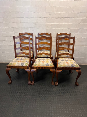 Ladder-Back Timber Dining Chair with Ball and Claw Feet – side view