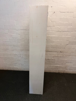 Tall White Asymmetrical Bookshelf with Cubby Shelves – side view