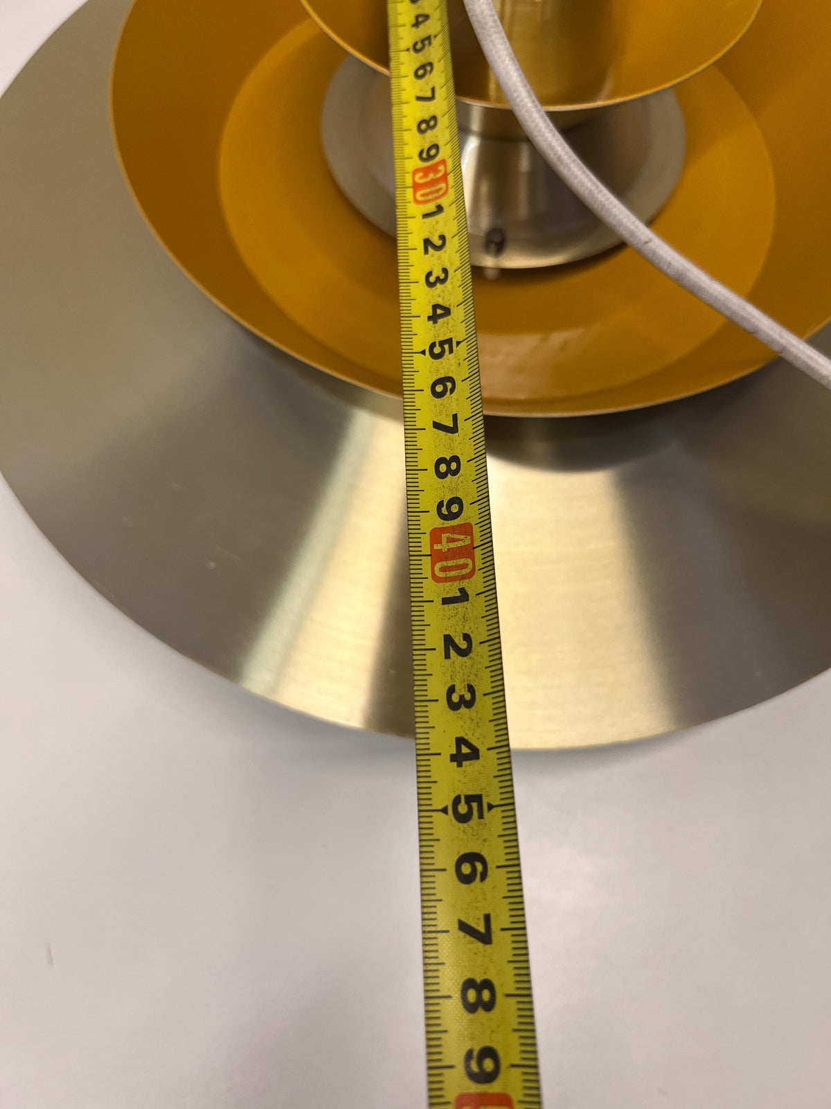 Tiered Gold and Yellow Metallic Pendant Light – depth measurement