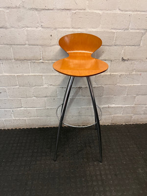Bentwood Bar Stool with Chrome Legs – main front view