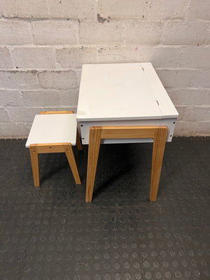 Children's Wooden Flip-Top Desk and Stool Set – condition detail