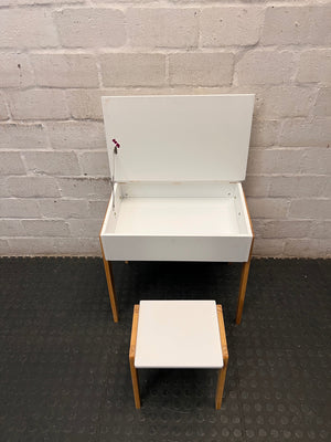 Children's Wooden Flip-Top Desk and Stool Set – side view