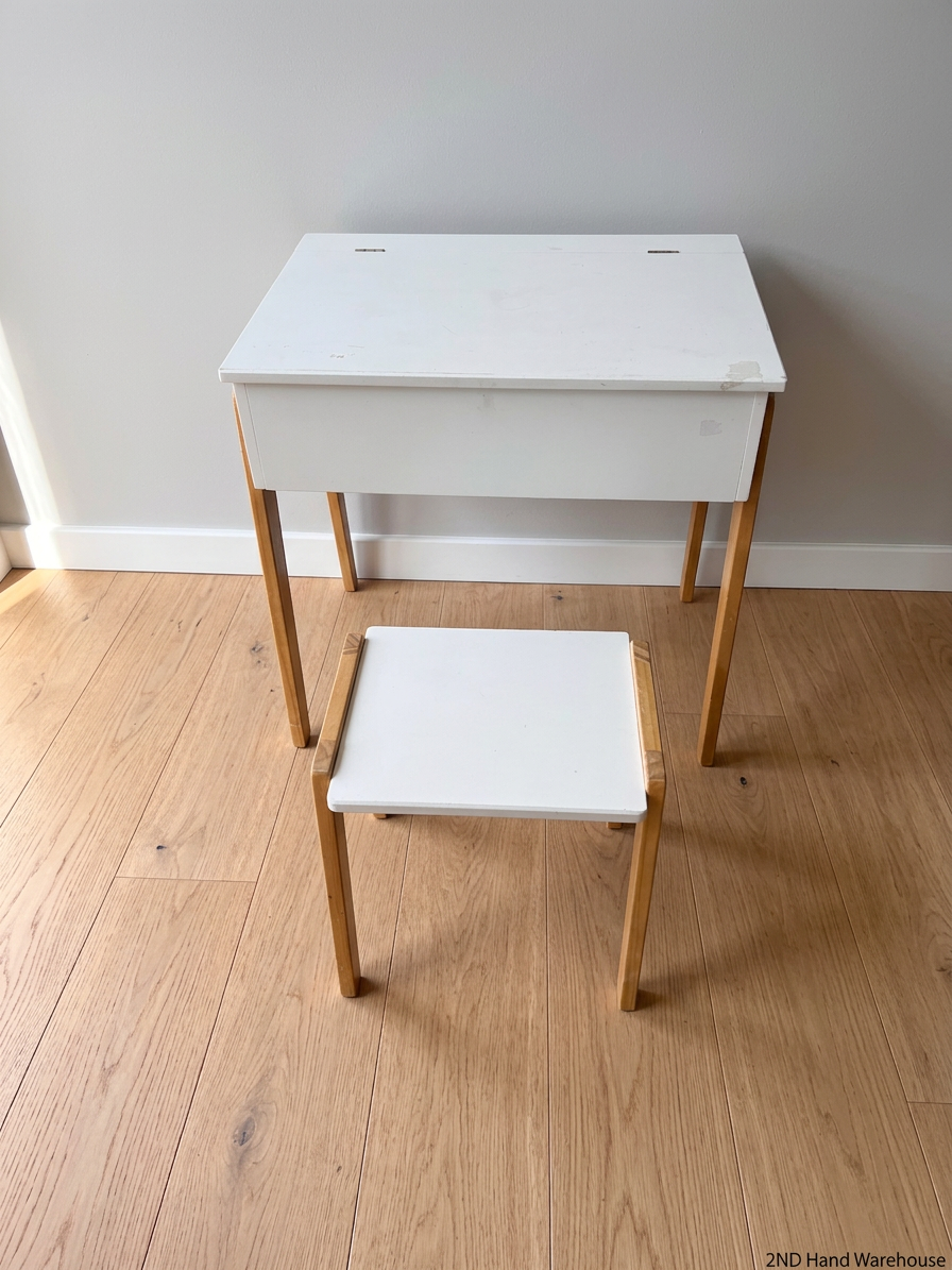 Children's Wooden Flip-Top Desk and Stool Set