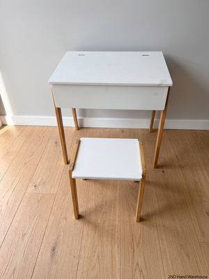 Children's Wooden Flip-Top Desk and Stool Set – styled product image