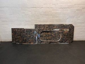 Polished Brown Mottled Stone Countertop with Sink Cutout – top view