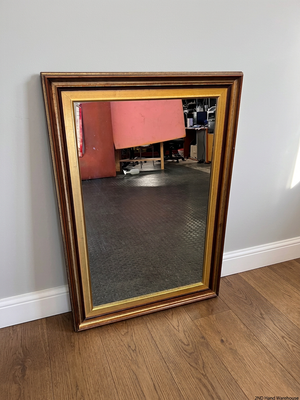 Classic Gold and Wood-Tone Framed Rectangular Mirror – styled product image