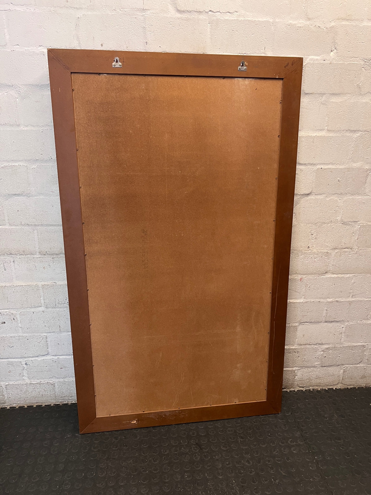 Large Rectangular Mirror with Dark Wood-Look Frame – side view