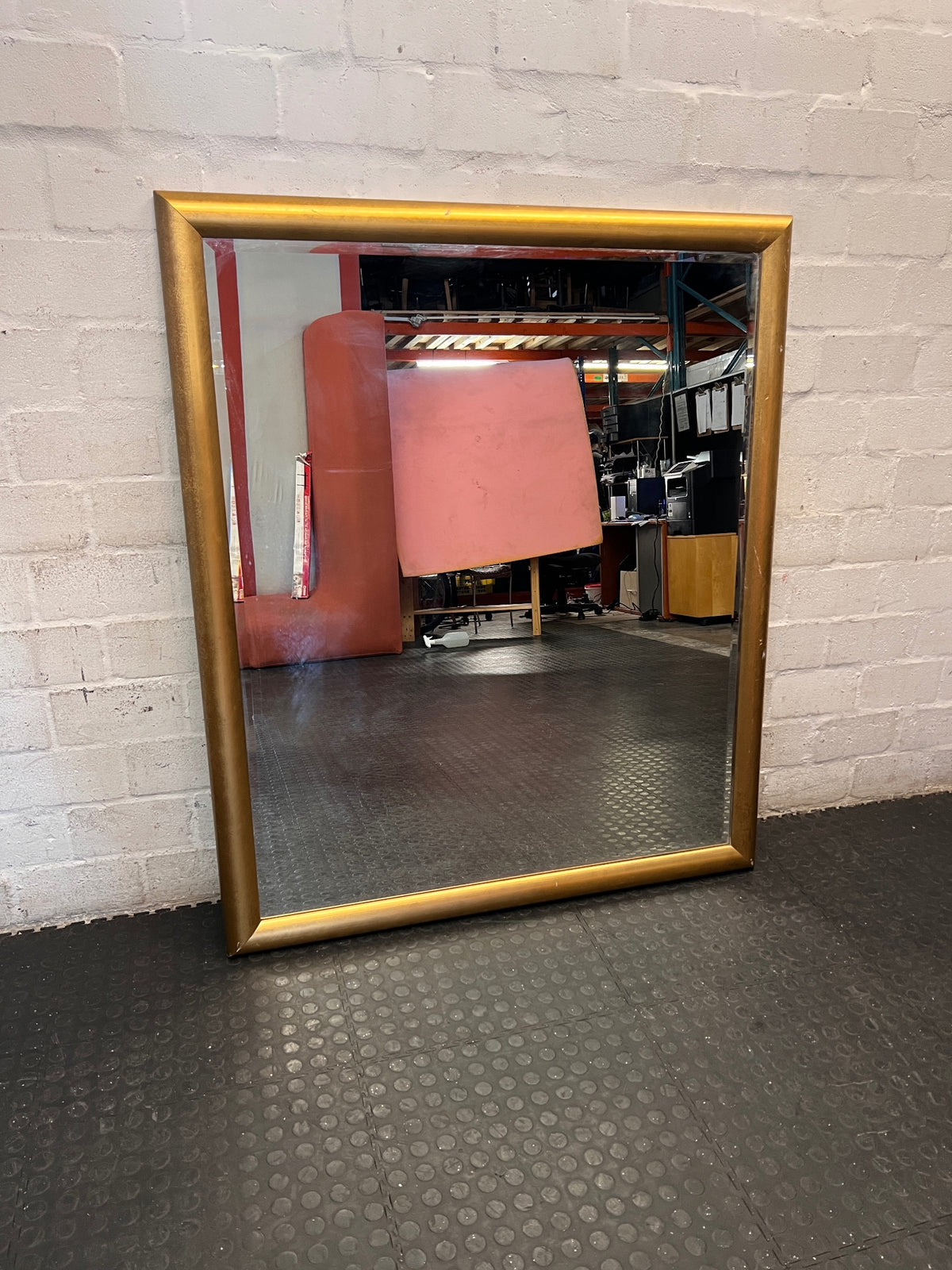 Large Bevelled Wall Mirror in Gold Toned Frame – back view