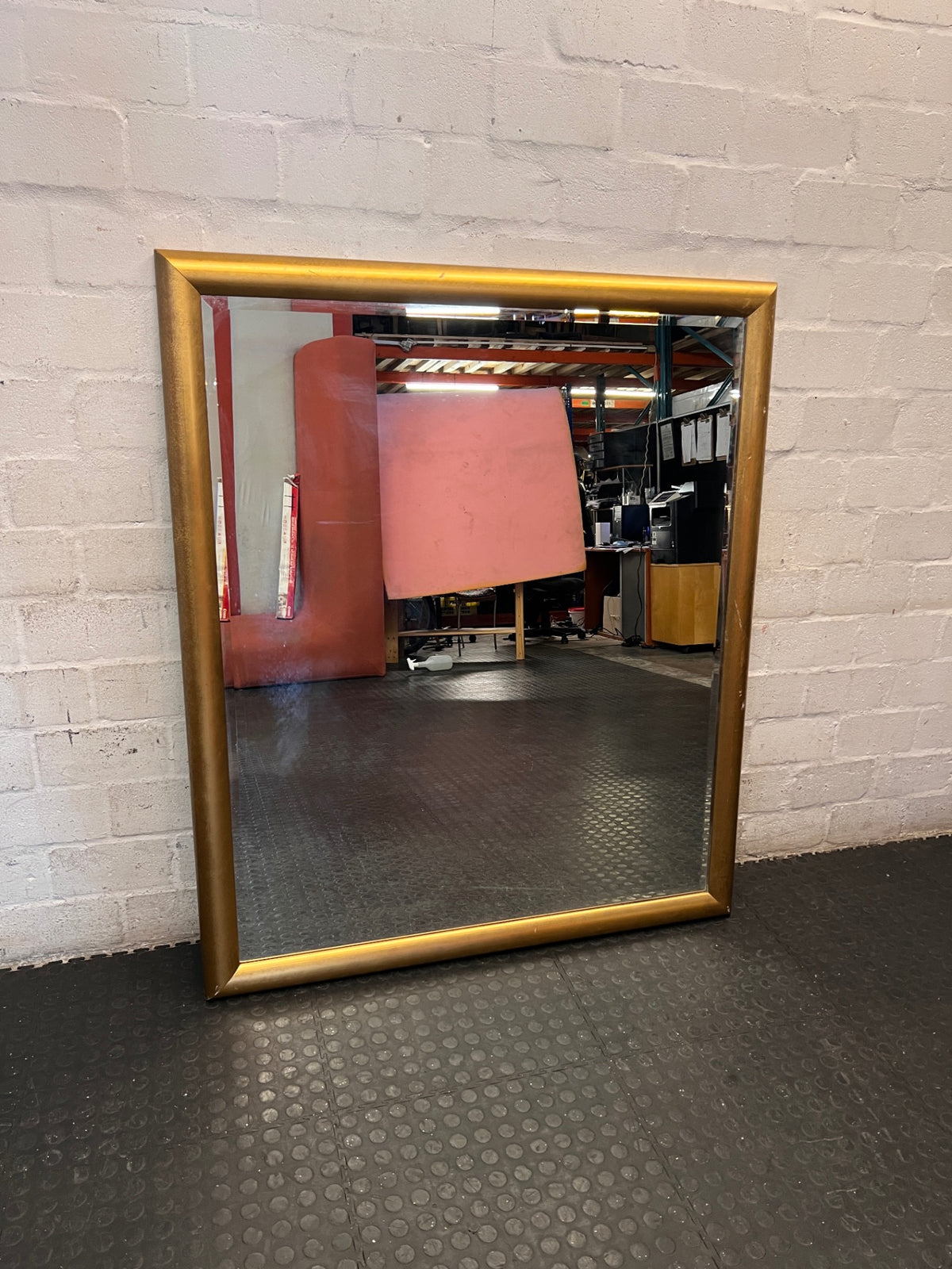 Large Bevelled Wall Mirror in Gold Toned Frame – main front view