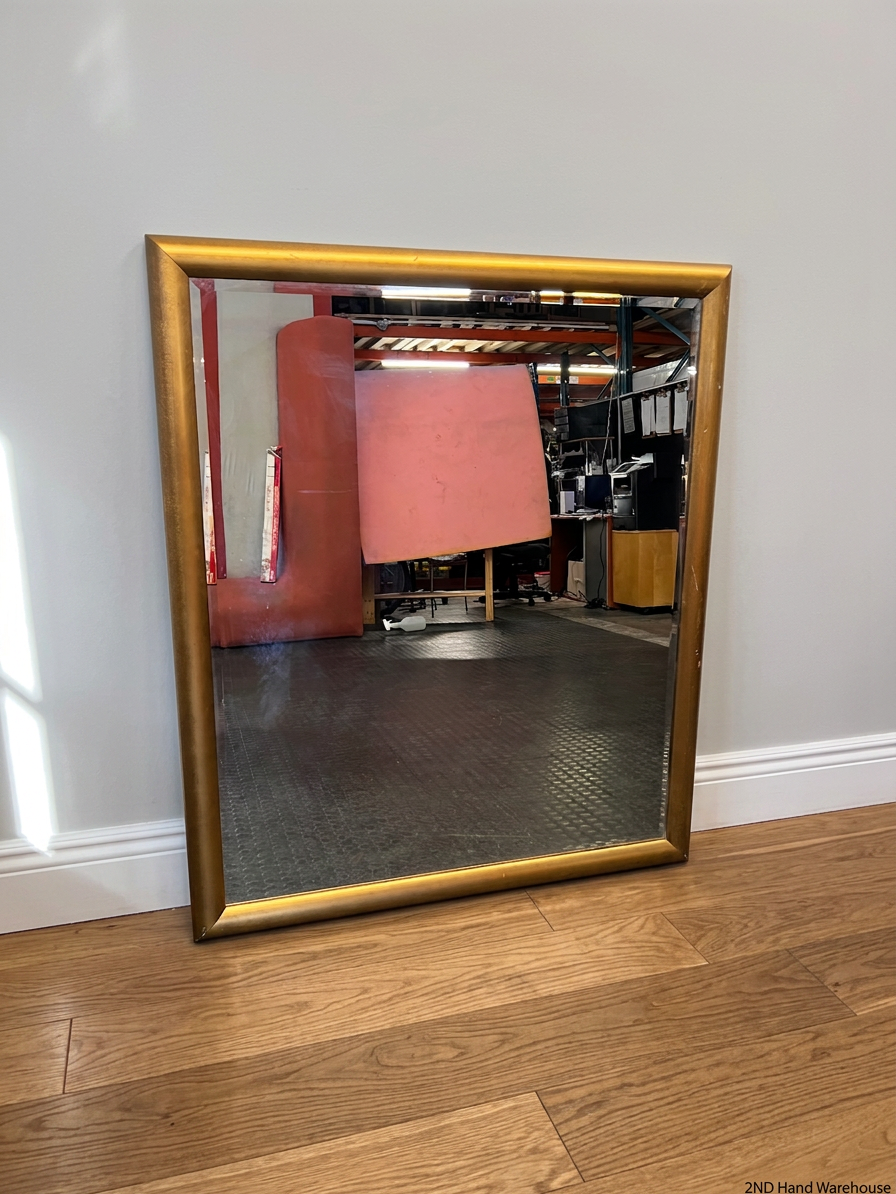 Large Bevelled Wall Mirror in Gold Toned Frame – styled product image