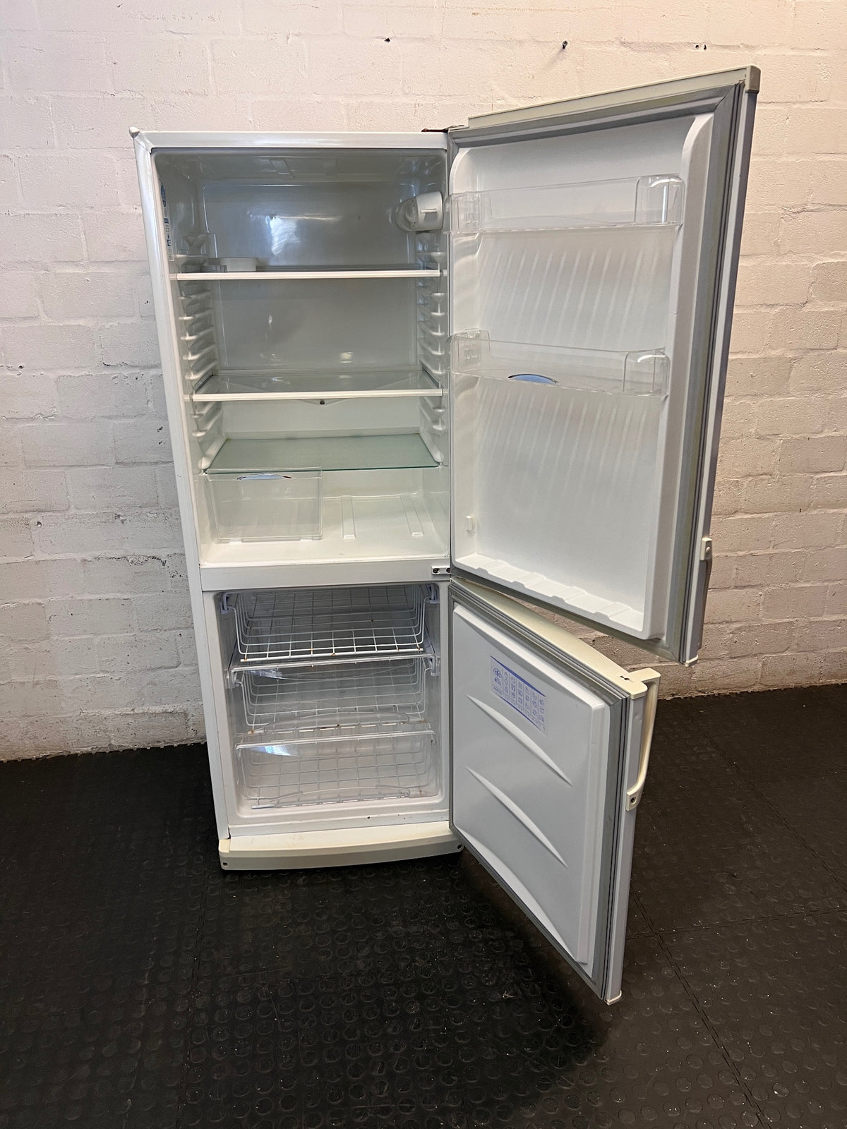 Defy White Upright Fridge-Freezer — Good Working Order – side view
