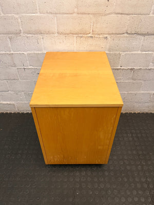 Light Oak Finish 3-Drawer Mobile Pedestal Cabinet — Fair Used Condition – back view