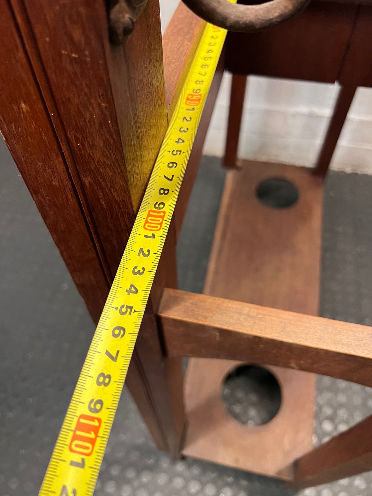 Traditional Red-Brown Wooden Hall Stand with Mirror — Good Working Order – width measurement