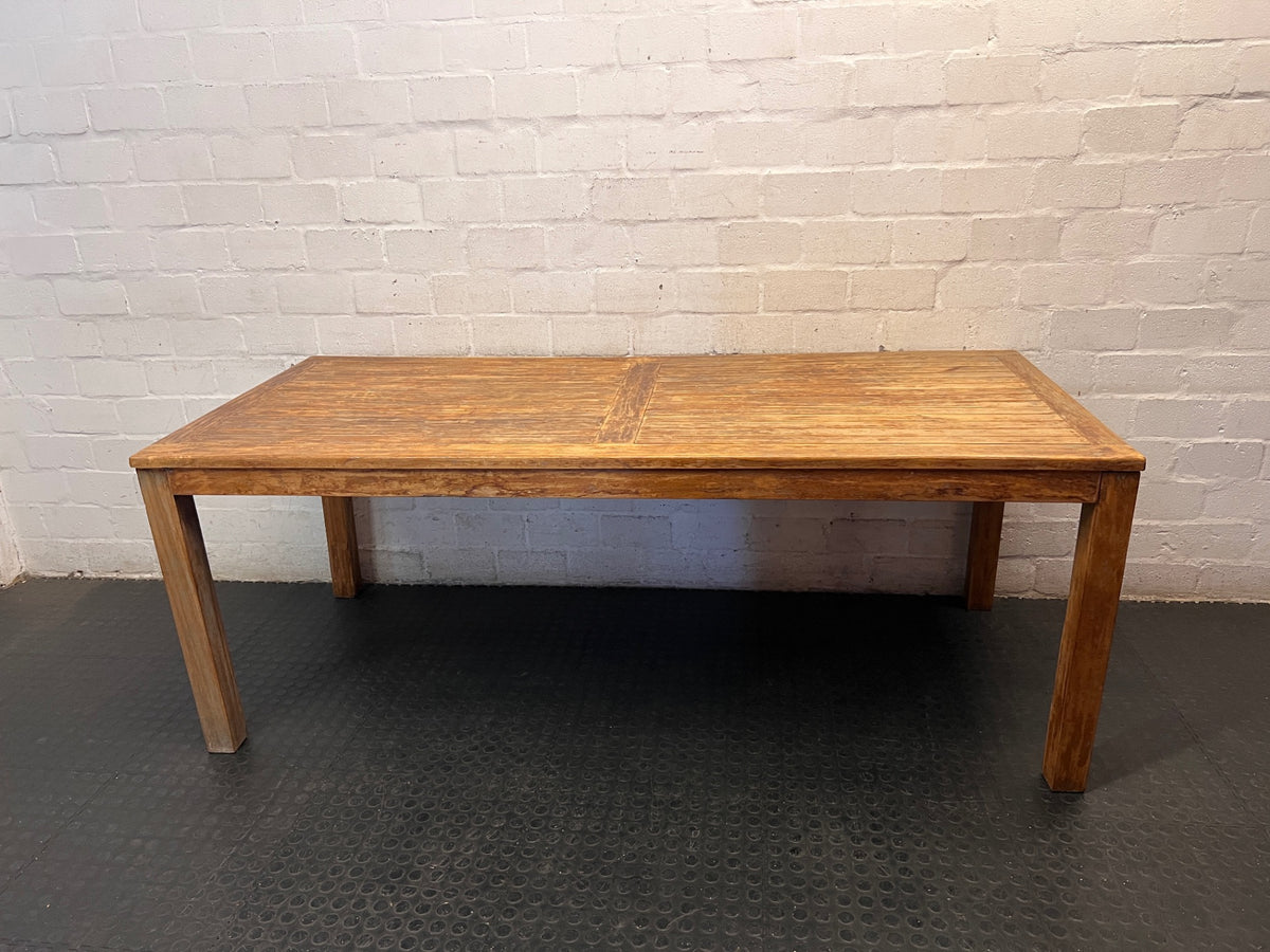 Large Wooden Dining Table with Paneled Top — Fair Used Condition – main front view