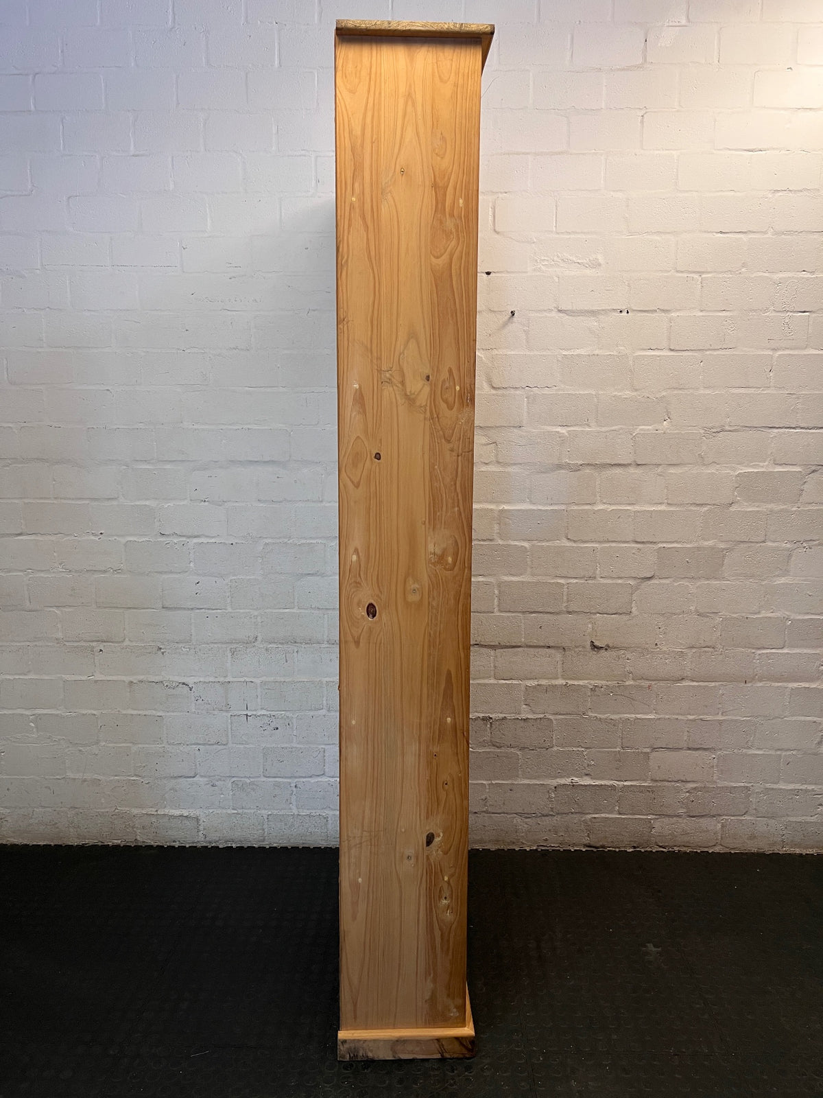 Tall Oak-Finish 7-Tier Bookshelf — Good Used Condition – back view