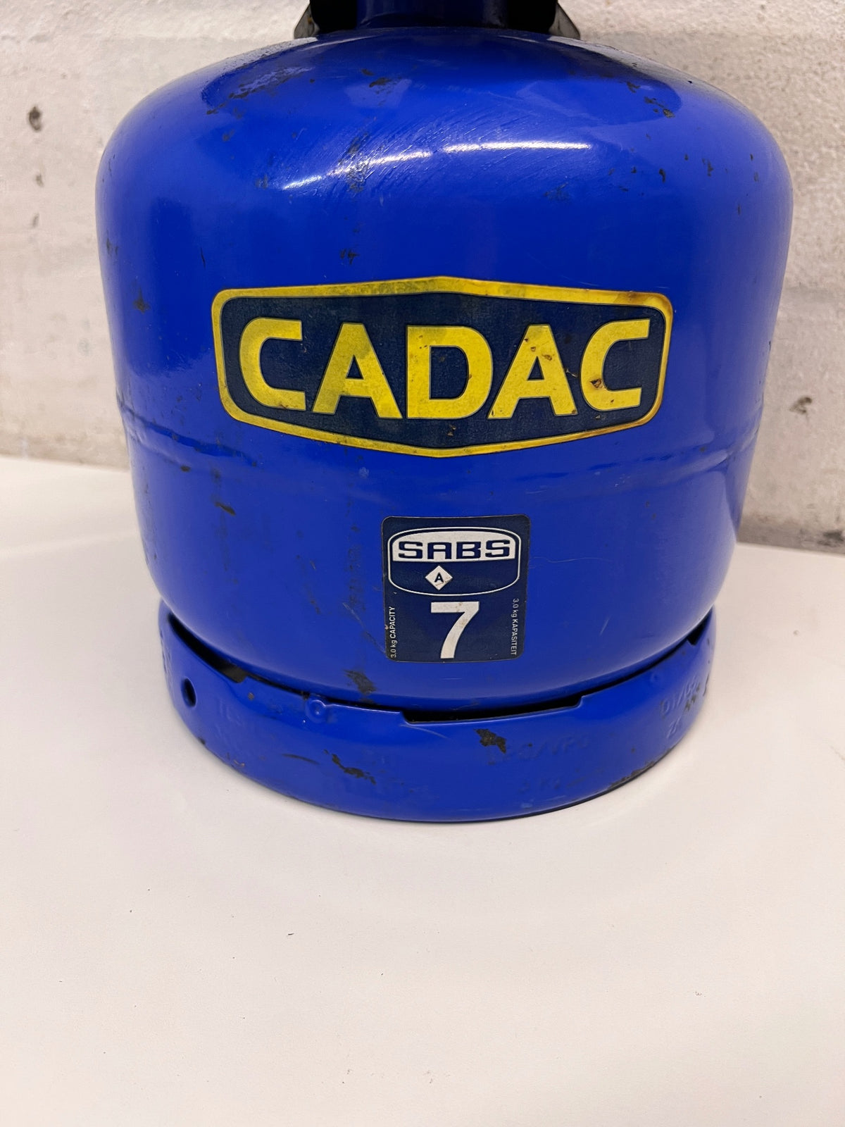 Cadac 3kg Blue Gas Cylinder with Burner Top — Fair Used Condition – condition detail