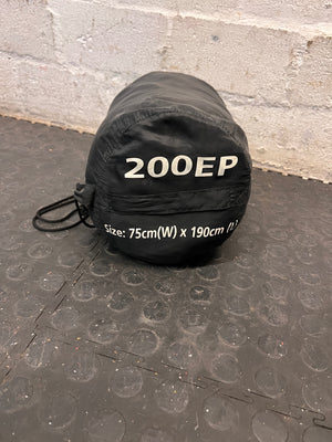 Black Rectangular 200EP Sleeping Bag — Fair Condition With Signs of Wear – back view