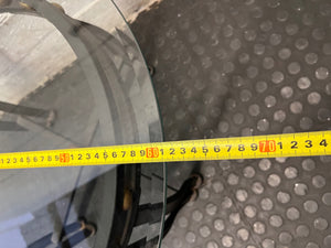 Round Glass Top Side Table with Metallic Frame – width measurement
