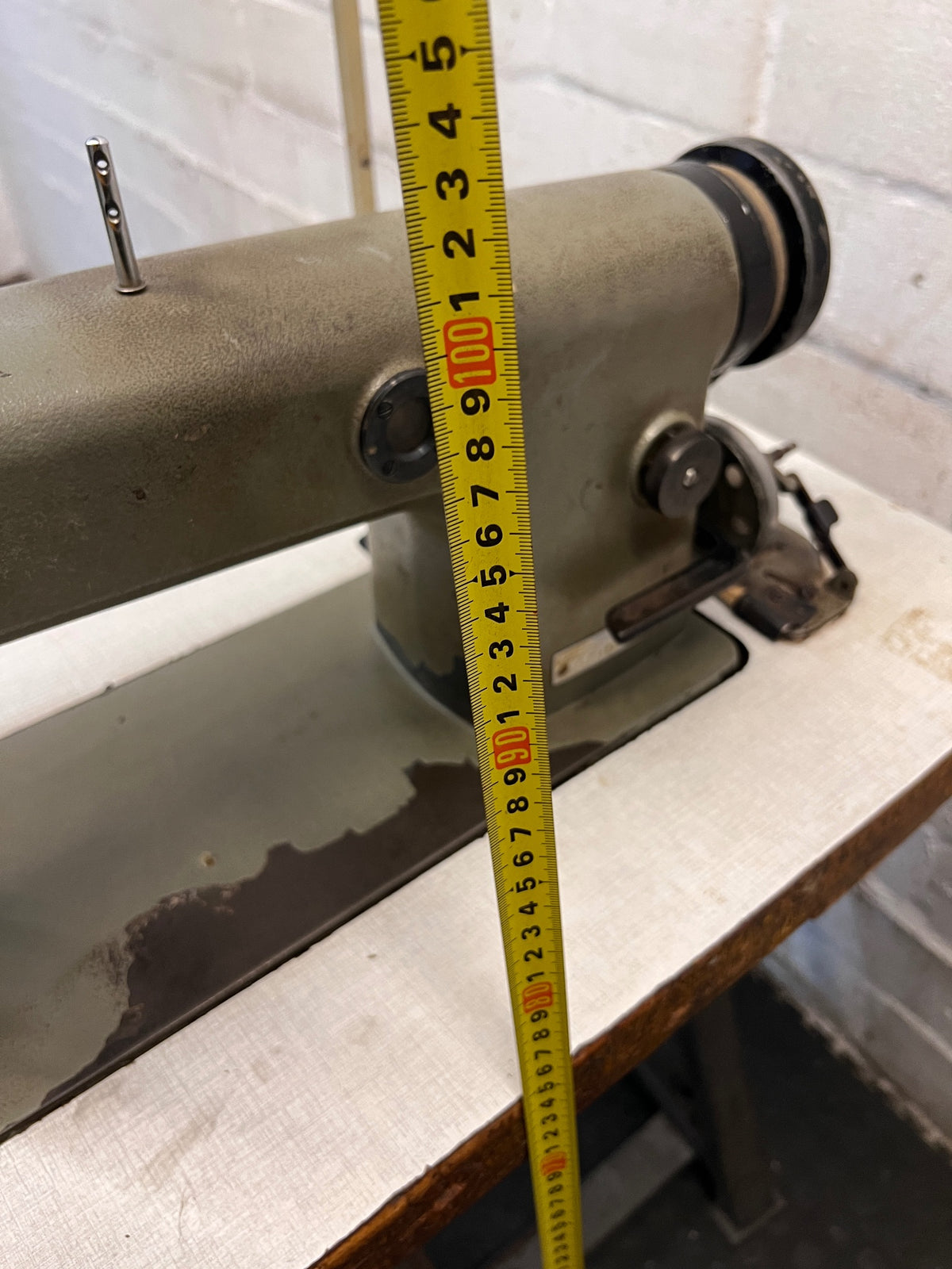 Industrial Sewing Machine on Workstation Table — Good Working Order – height measurement