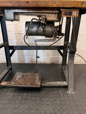 Industrial Sewing Machine on Workstation Table — Good Working Order – side view